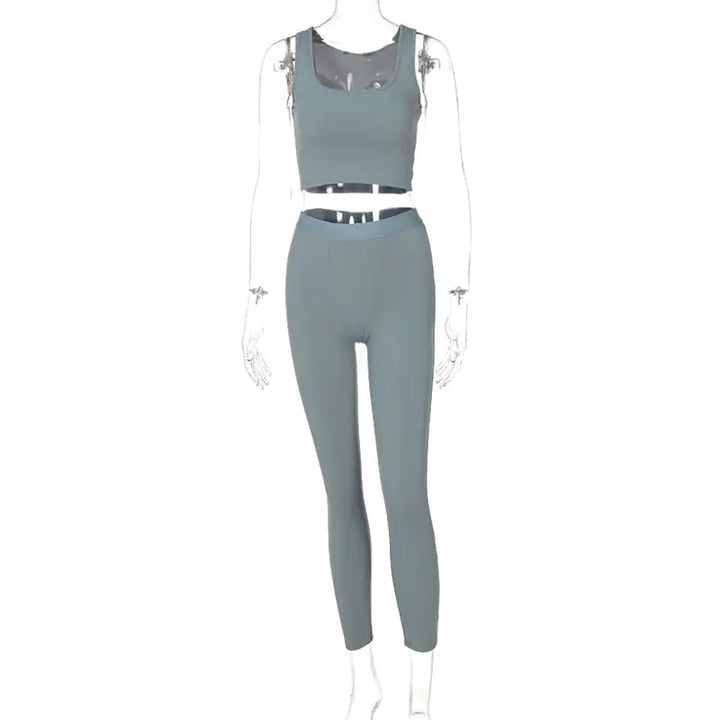 Two Piece Set Solid Pants Suit - GlimmaStyle