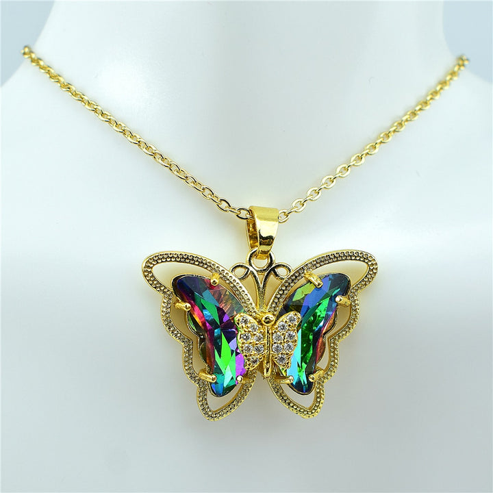 Crystal Glass Butterfly Necklace - GlimmaStyle