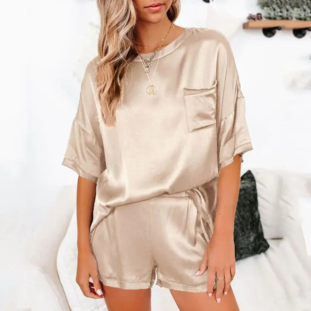 Summer Satin Pajamas Set Women - GlimmaStyle