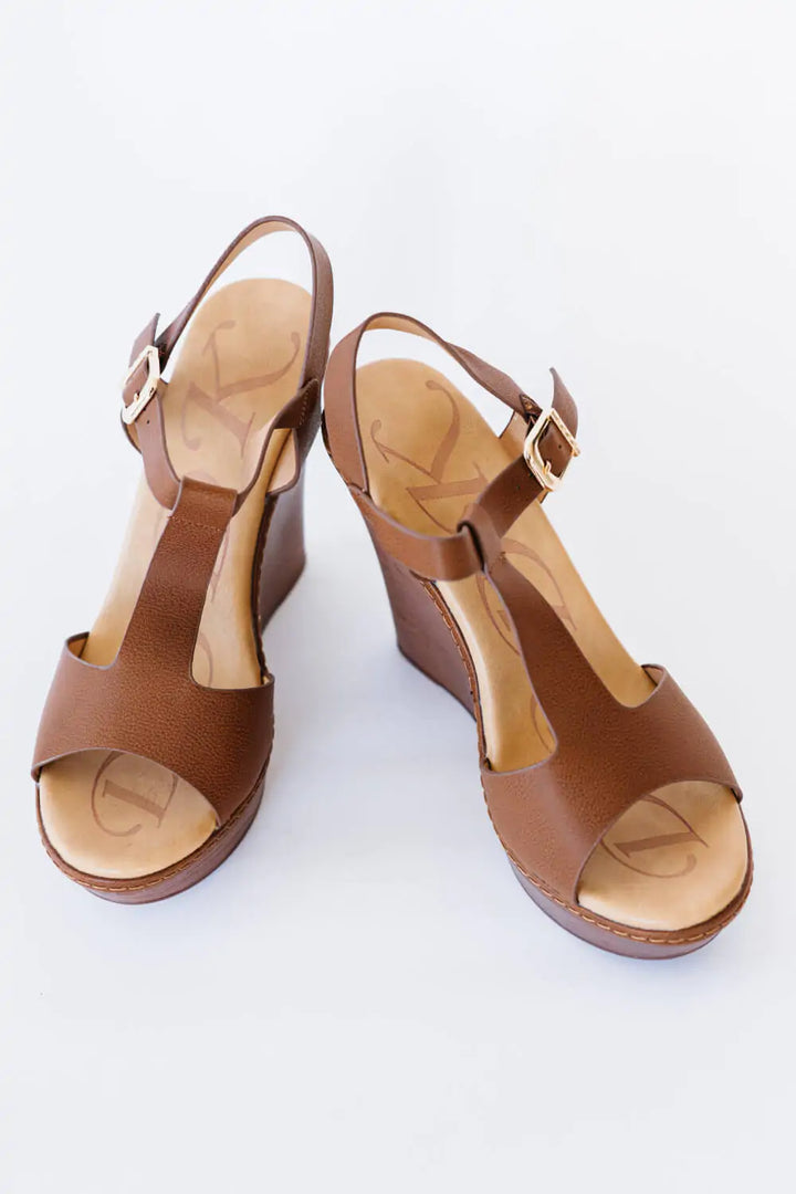 Tan Wedge Platform Sandals - GlimmaStyle