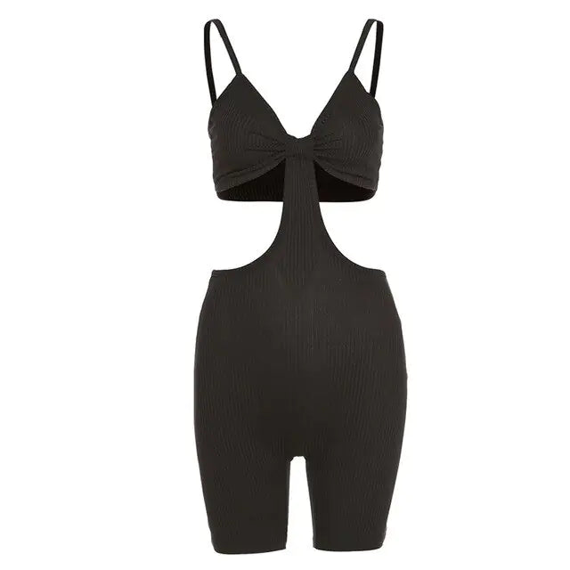 Hollow Out Spaghetti Strap Bodysuits - GlimmaStyle