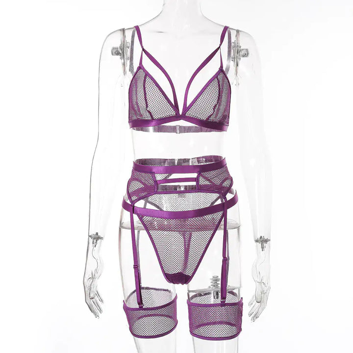 Sexy Five-Piece Set with Garter Holder - GlimmaStyle