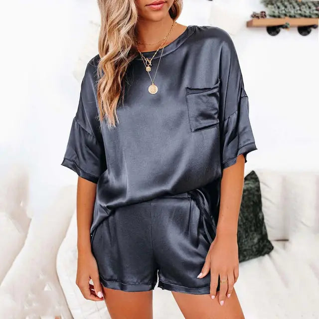 Summer Satin Pajamas Set Women - GlimmaStyle