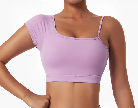 Summer Sexy Oblique Shoulder Yoga Clothes Tops - GlimmaStyle