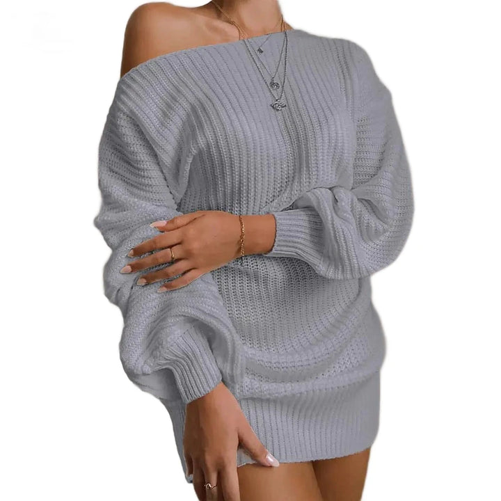 Off-Shoulder Women's Knitted Sweater Dress - GlimmaStyle