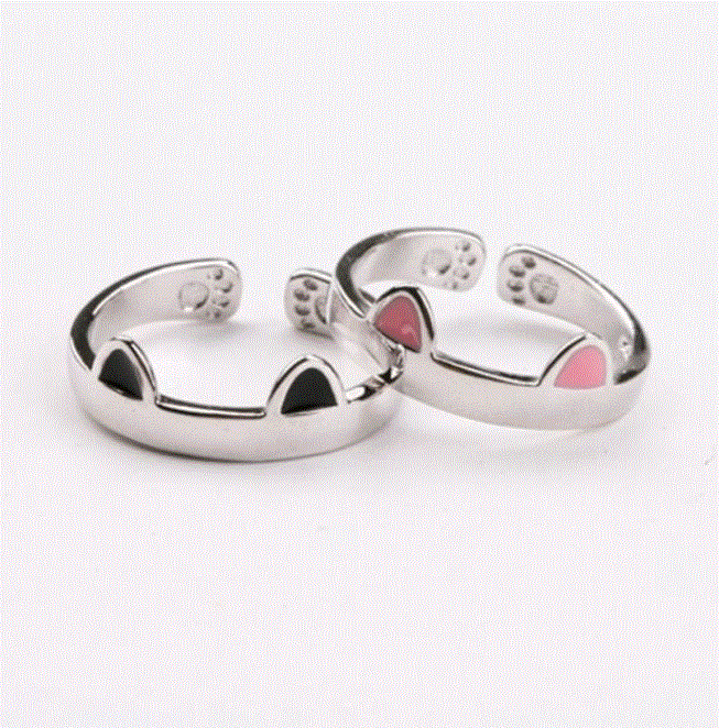 Black and White Cat Couple Rings - GlimmaStyle