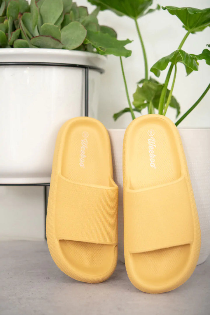 Yellow Slide-On Sandals - GlimmaStyle