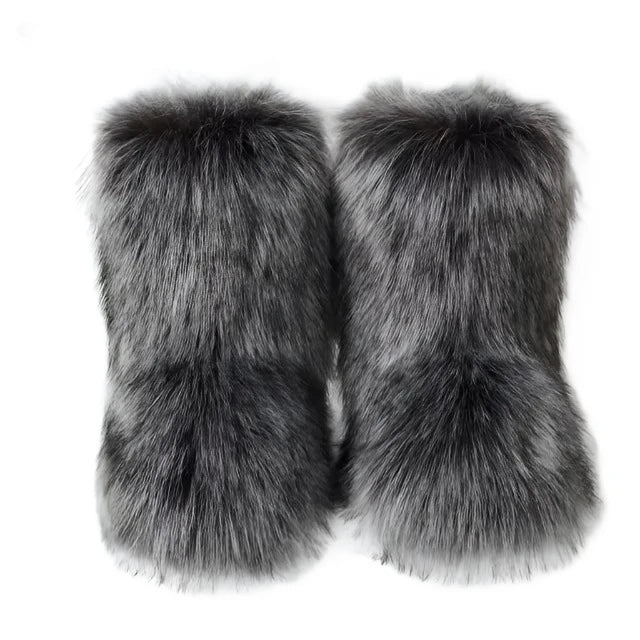 Fluffy Fox Fur Boots - GlimmaStyle