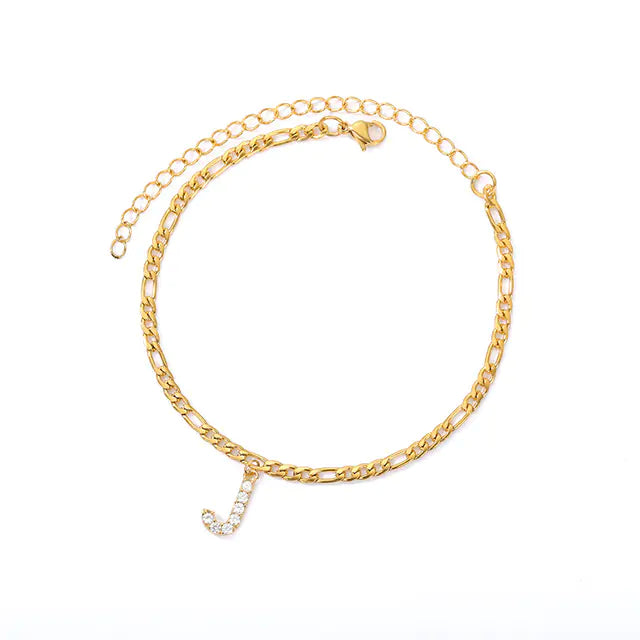 Tiny A-Z Initial Letter Anklets - GlimmaStyle