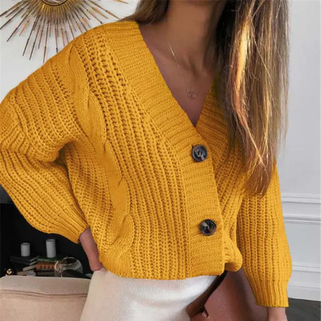 Vintage Knitted V Neck Cardigan - GlimmaStyle