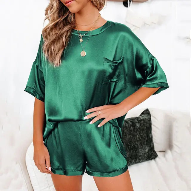 Summer Satin Pajamas Set Women - GlimmaStyle