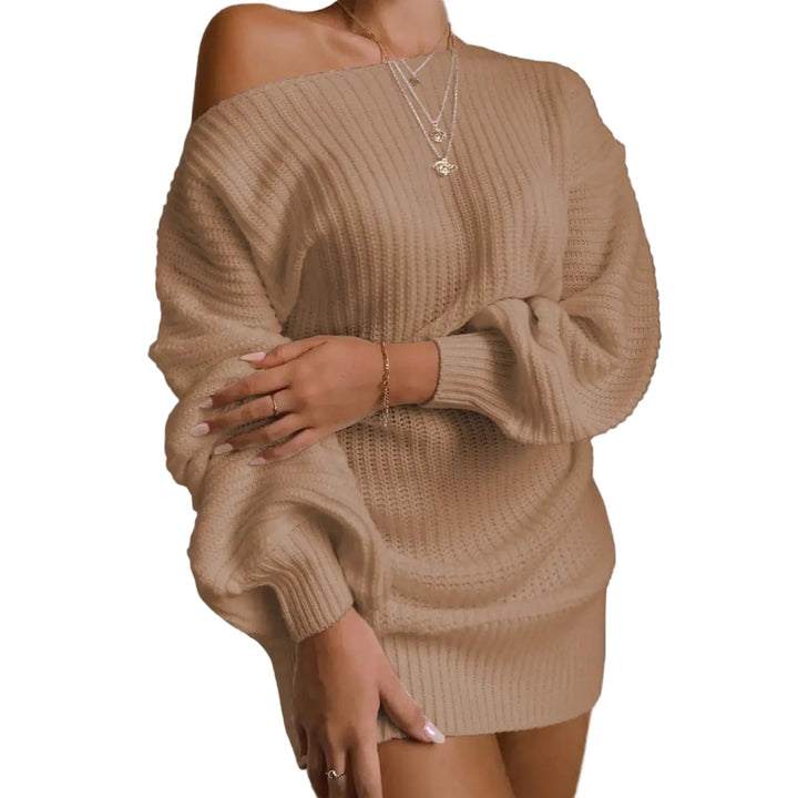 Off-Shoulder Women's Knitted Sweater Dress - GlimmaStyle