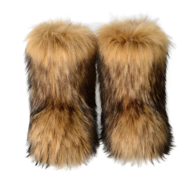 Fluffy Fox Fur Boots - GlimmaStyle