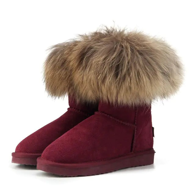 Women's Fox Fur Snow Boots - GlimmaStyle