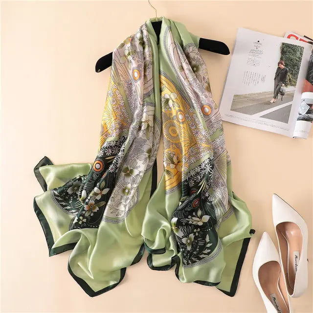 Silk Winter Scarf Luxury Design - GlimmaStyle