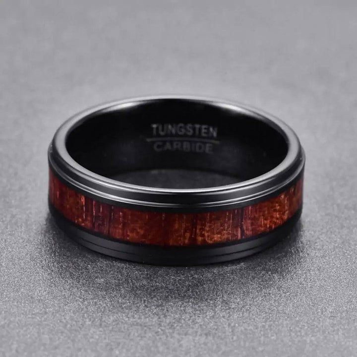 Black Wooden Tungsten Carbide Ring