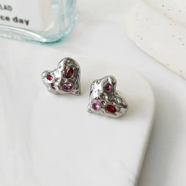 Irregular Heart Stud Earrings - GlimmaStyle