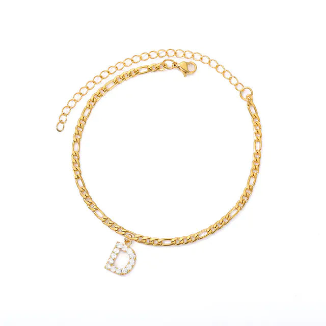 Tiny A-Z Initial Letter Anklets - GlimmaStyle