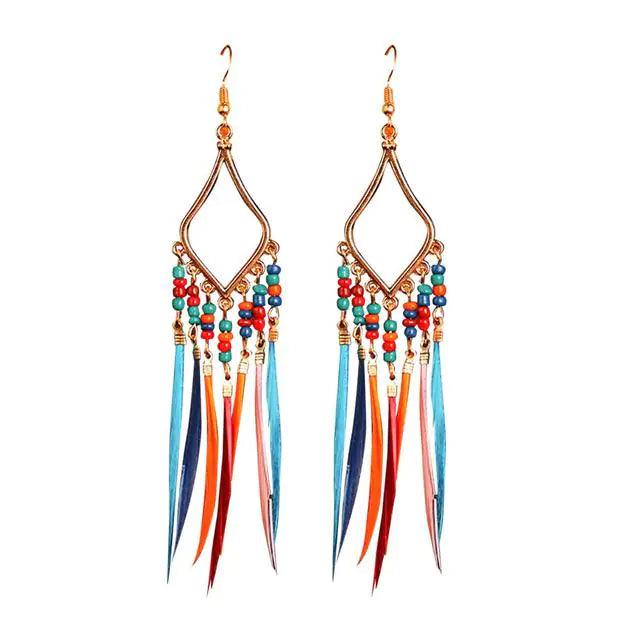 Tassels Feather Earrings - GlimmaStyle