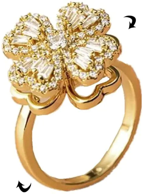 Rotating Four-Leaf Ring - GlimmaStyle