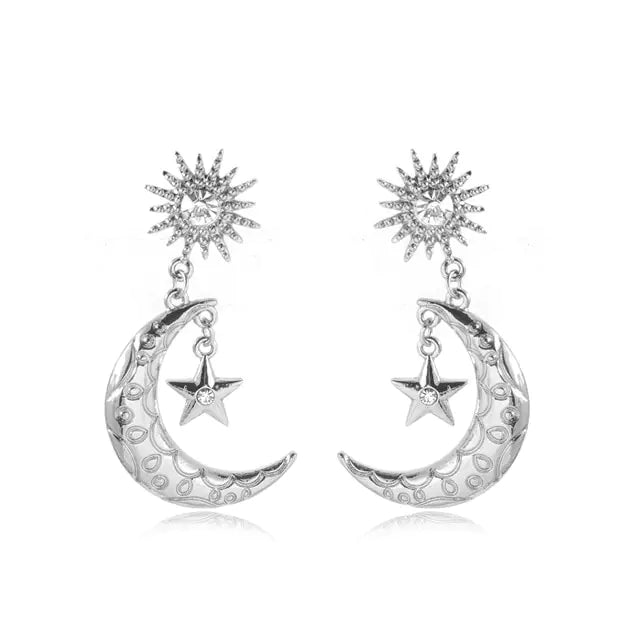 Star and Moon Drop Earrings - GlimmaStyle