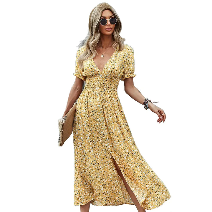 Siena Floral Midi Dress - GlimmaStyle