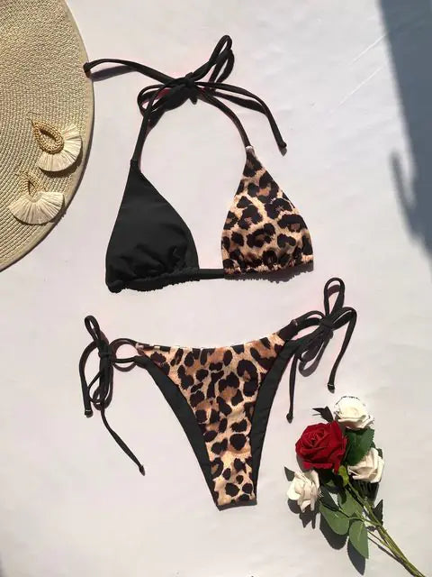 Ellolace Leopard 2 Piece Bikini Set - GlimmaStyle