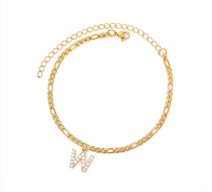 Tiny A-Z Initial Letter Anklets - GlimmaStyle