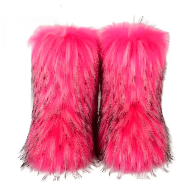 Fluffy Fox Fur Boots - GlimmaStyle