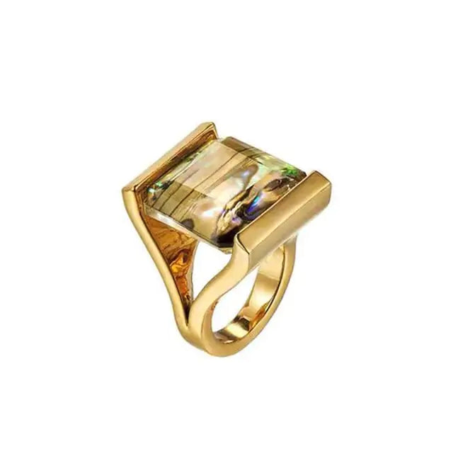 Colorful Shell Stone Square Ring - GlimmaStyle