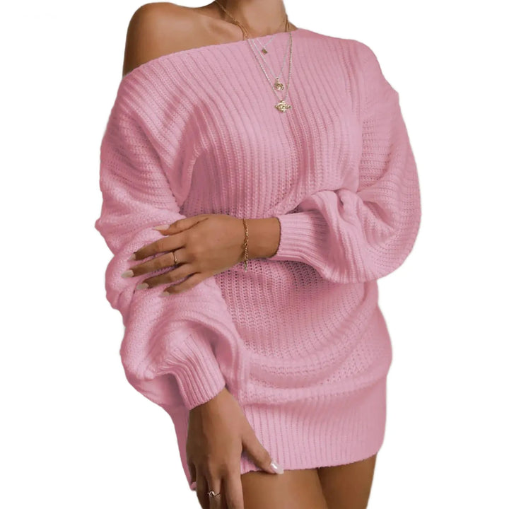 Off-Shoulder Women's Knitted Sweater Dress - GlimmaStyle