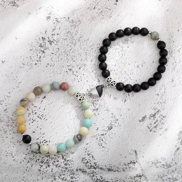 Natural Stone Beads Couple Magnetic Bracelets - GlimmaStyle