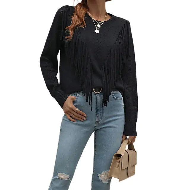 Women Tassels Autumn Sweaters - GlimmaStyle