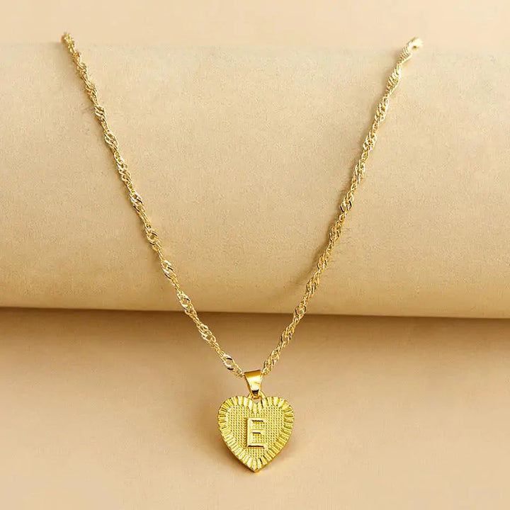 Initial Letter Heart Pendant Necklace - GlimmaStyle