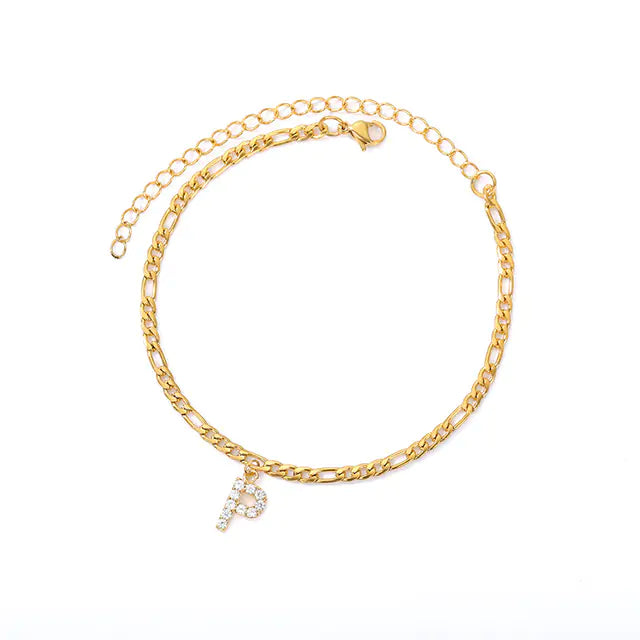 Tiny A-Z Initial Letter Anklets - GlimmaStyle