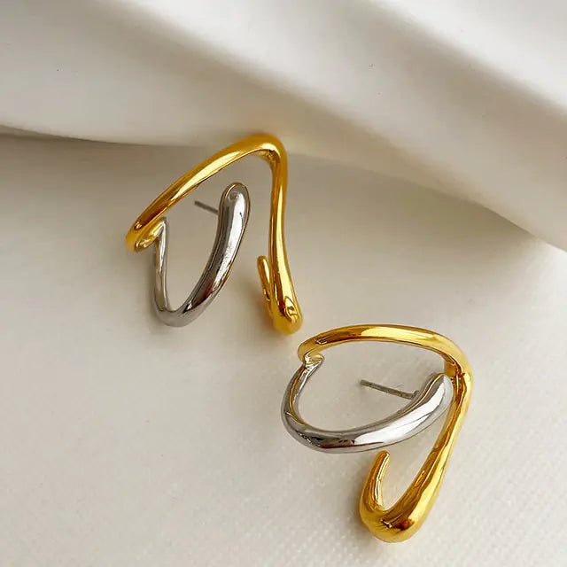 Geometric U-Shaped Stud Earrings - GlimmaStyle