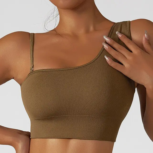 Summer Sexy Oblique Shoulder Yoga Clothes Tops - GlimmaStyle