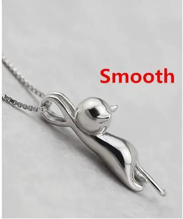 Silver Cat Pendant Necklace Jewelry - GlimmaStyle