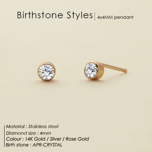 Stainless Steel Birthstone Earrings - GlimmaStyle