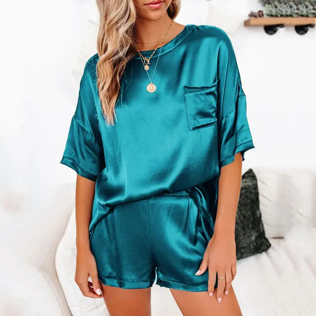 Summer Satin Pajamas Set Women - GlimmaStyle