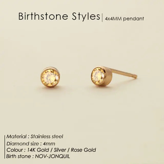 Stainless Steel Birthstone Earrings - GlimmaStyle