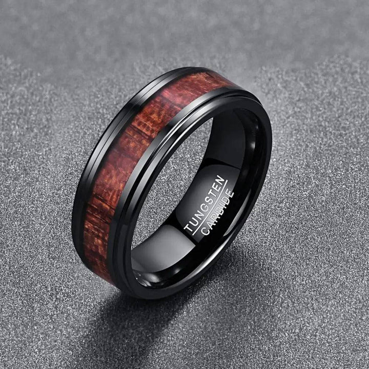 Black Wooden Tungsten Carbide Ring