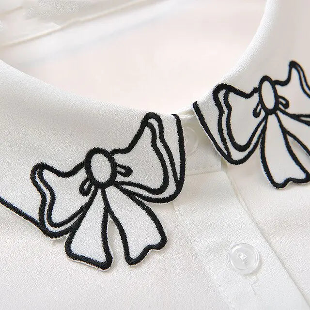 Embroidery Fake Women Collar Shirt - GlimmaStyle