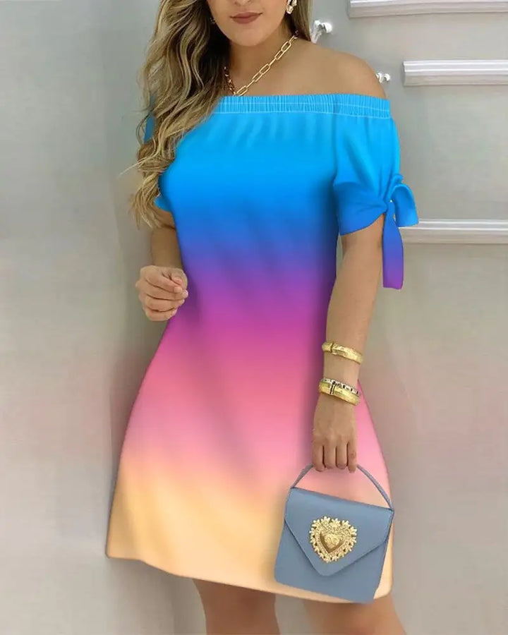 Women Off Shoulder Summer Mini Dress - GlimmaStyle