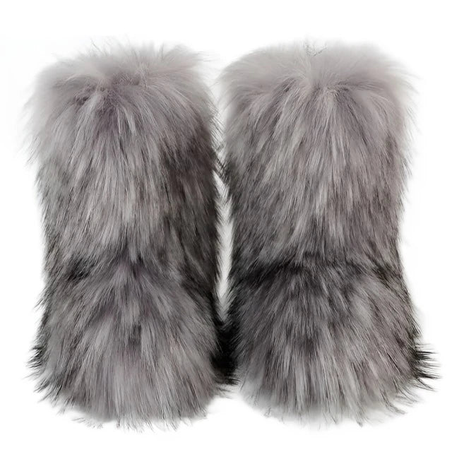 Fluffy Fox Fur Boots - GlimmaStyle