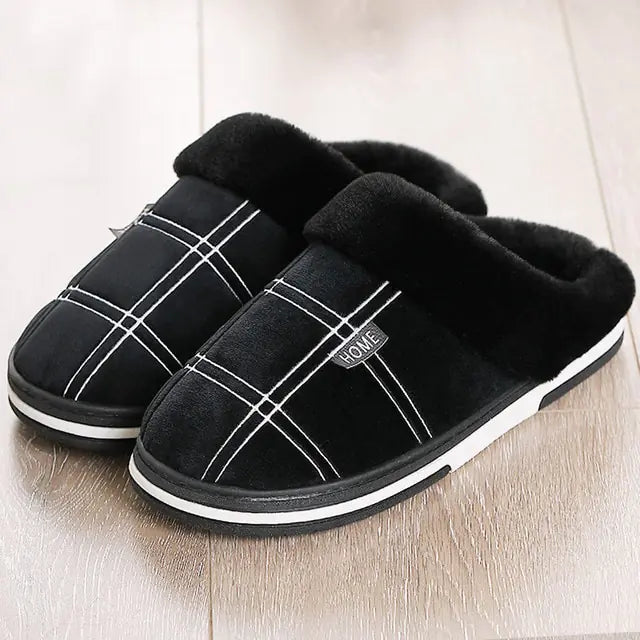 Suede Gingham Plush Slippers - GlimmaStyle