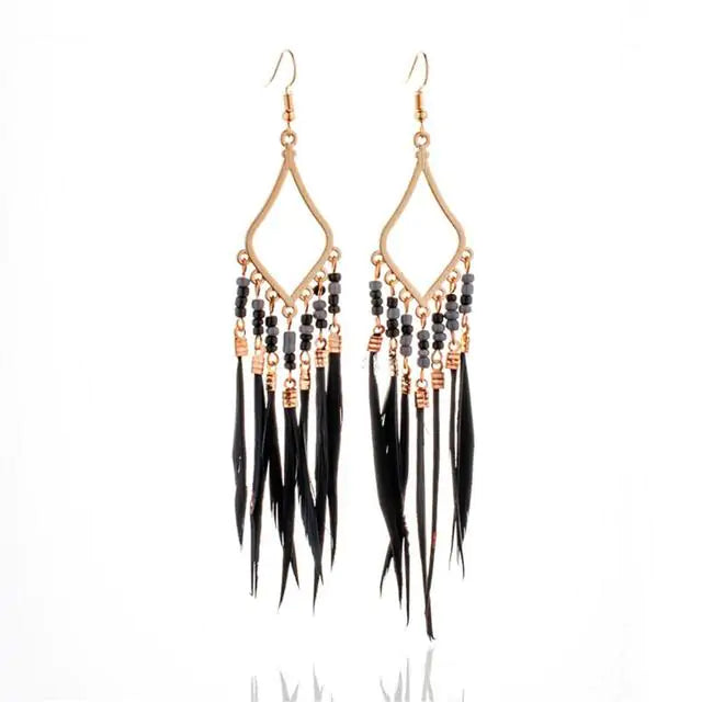 Tassels Feather Earrings - GlimmaStyle