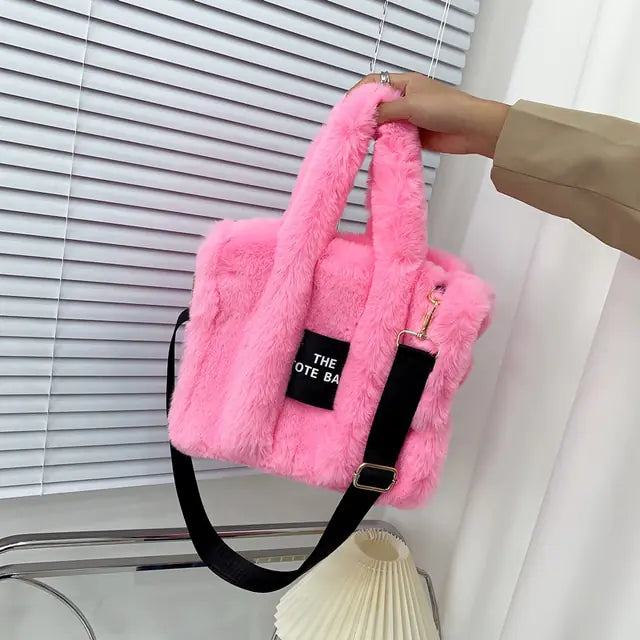 Designer Faux Fur Tote Bag - GlimmaStyle