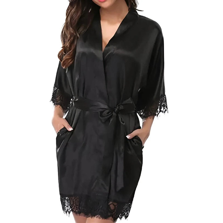 Sexy Kimono Style Silk Robe - GlimmaStyle