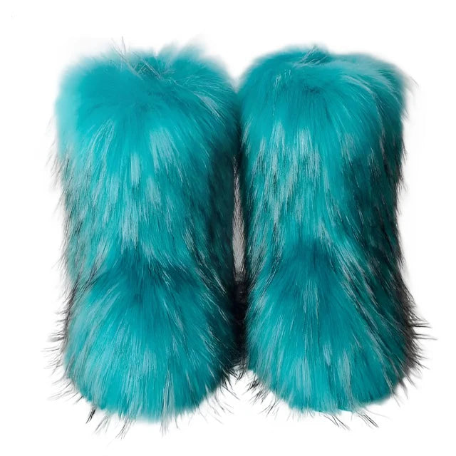 Fluffy Fox Fur Boots - GlimmaStyle